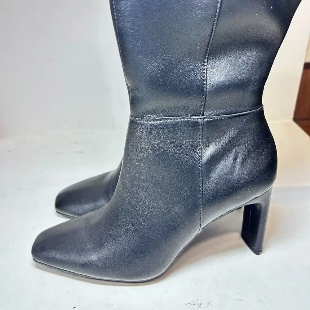 Alfani Womens 10 M WC Black Leather Tristanne High Heel Dress Boots NIB QZ5